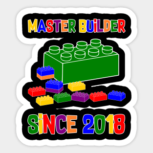 Master Builder Tee Block Building Gift Funny Building Brick Building Blocks Birthday Tee Retro Vintage Builder Sticker